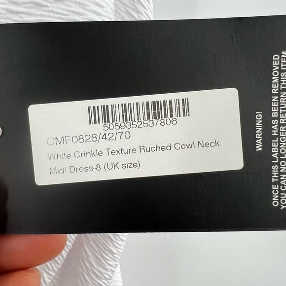 PrettyLittleThing white crinkled texture ruched cowl neck dress 4 - Picture 6 of 8